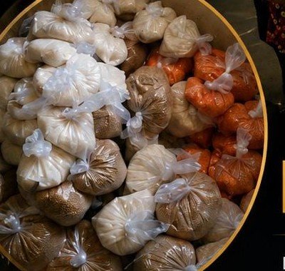 Packed food kits ready for distribution