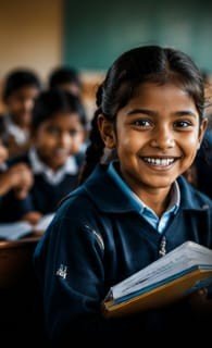 School girl with books